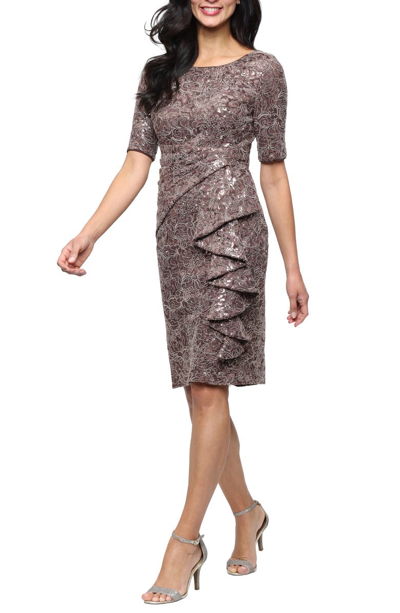 Alex Evenings Sequin Lace Sheath Cocktail Dress, Main, color,