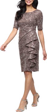 Alex Evenings Sequin Lace Sheath Cocktail Dress