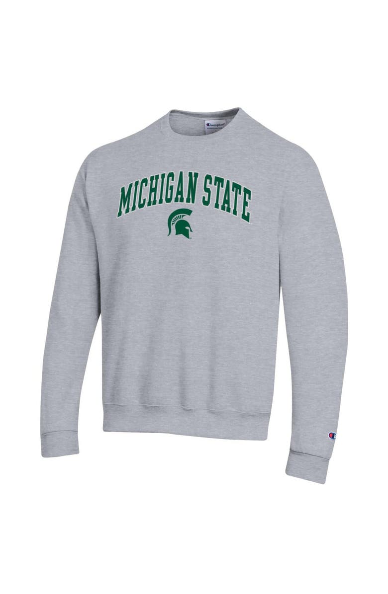 Champion Men's Champion  Heather Gray Michigan State Spartans Arch Over Logo Pullover Sweatshirt, Alternate, color, Heather Gray