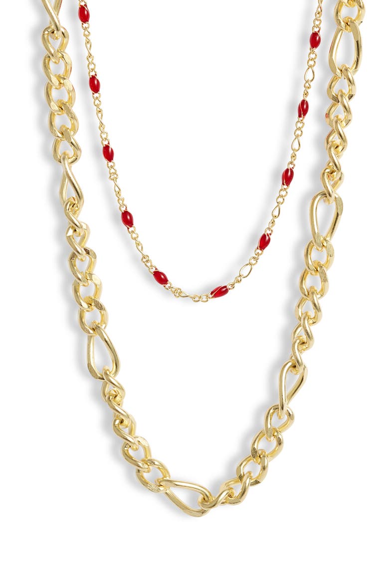 Love Lace Two-Strand Necklace, Main, color, GOLD