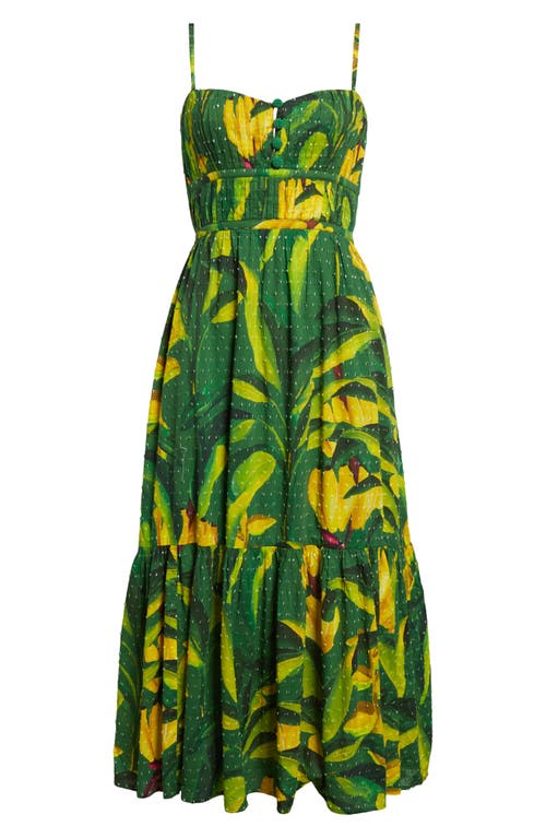 FARM RIO FARM RIO BANANA AQUARELA COTTON MIDI DRESS 