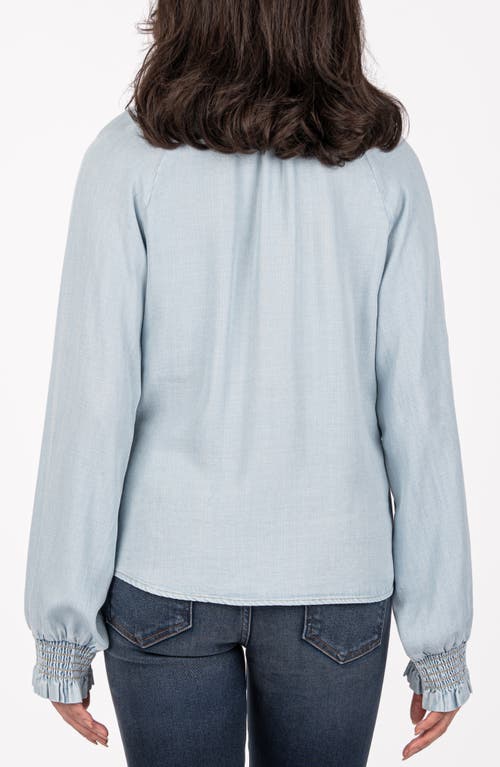 Kut From The Kloth Novah Ruffle Chambray Button-up Top In Light Wash