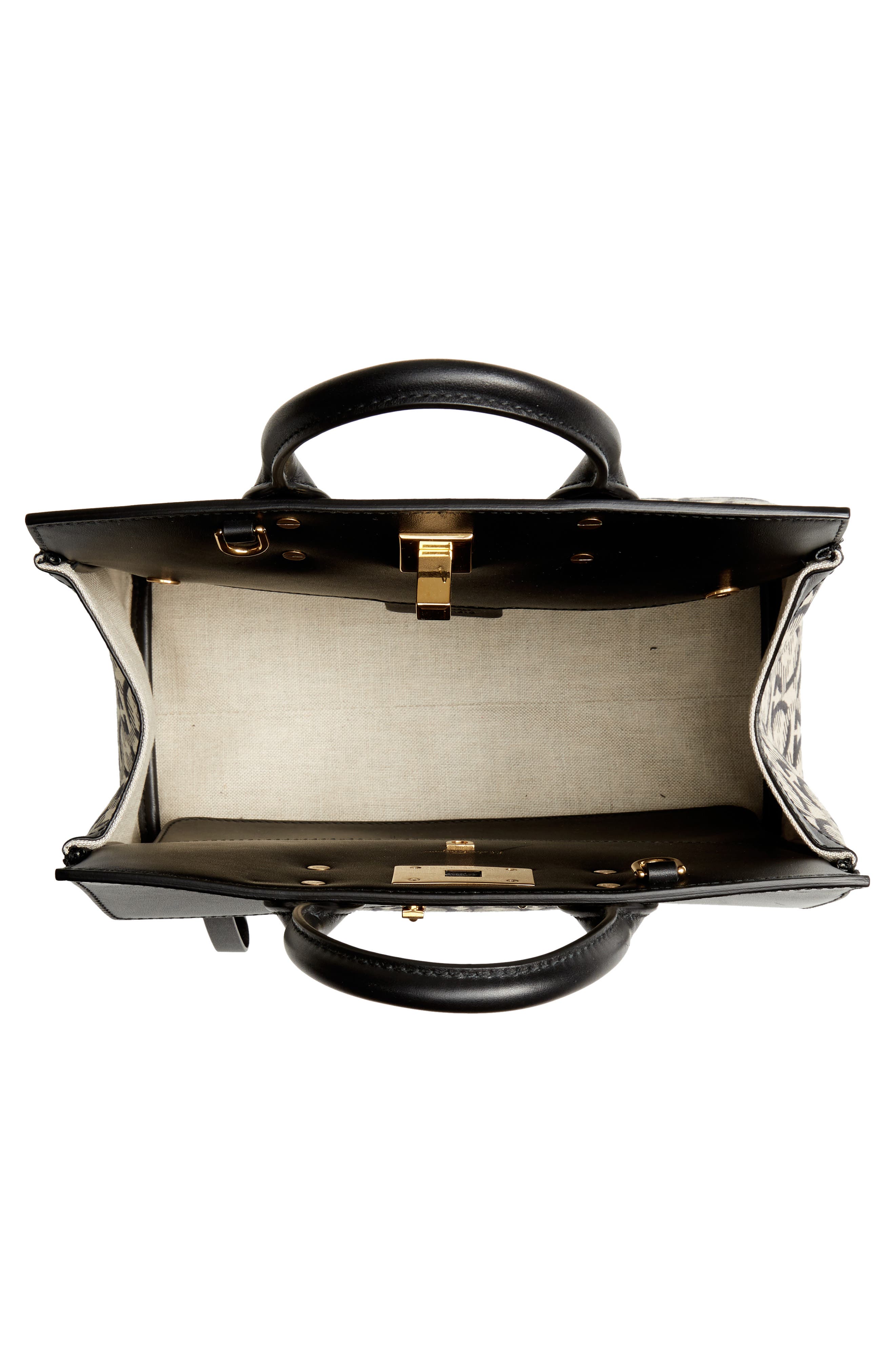 FERRAGAMO Salvatore Ferragamo Small The Studio Jacquard Canvas & Leather Top Handle Bag, Alternate, color, 