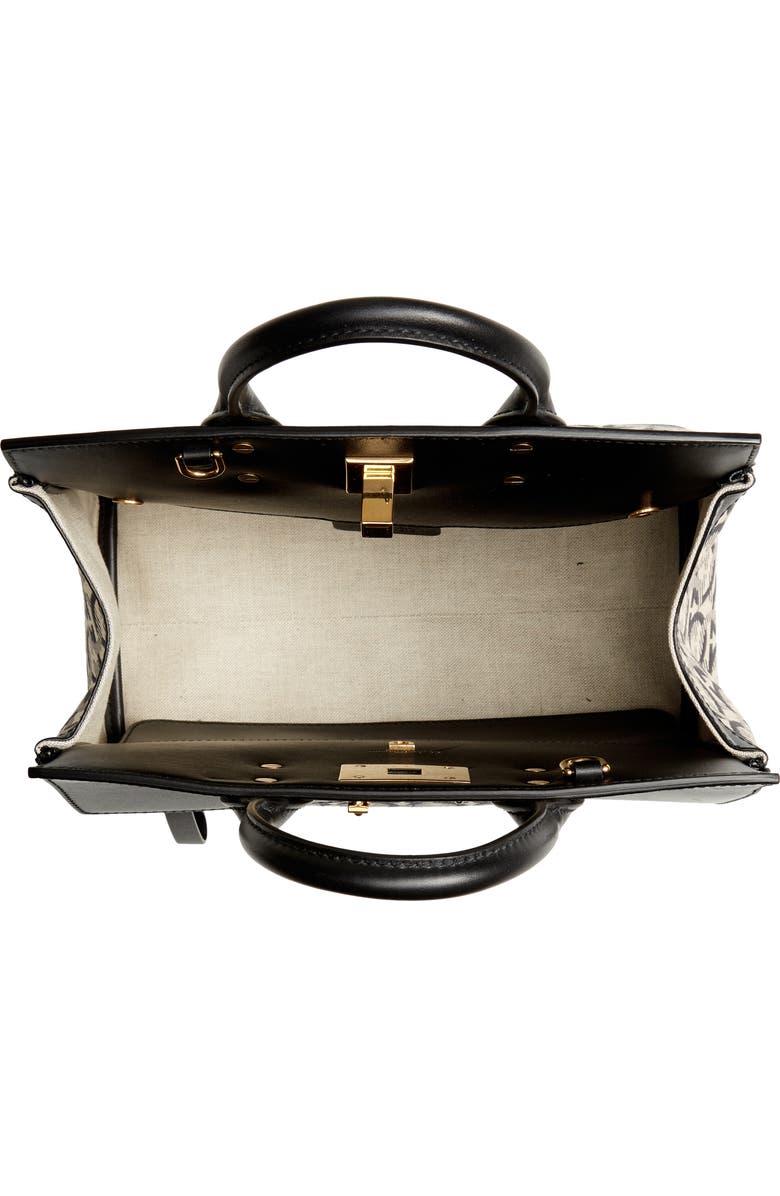 FERRAGAMO Salvatore Ferragamo Small The Studio Jacquard Canvas & Leather Top Handle Bag, Alternate, color,