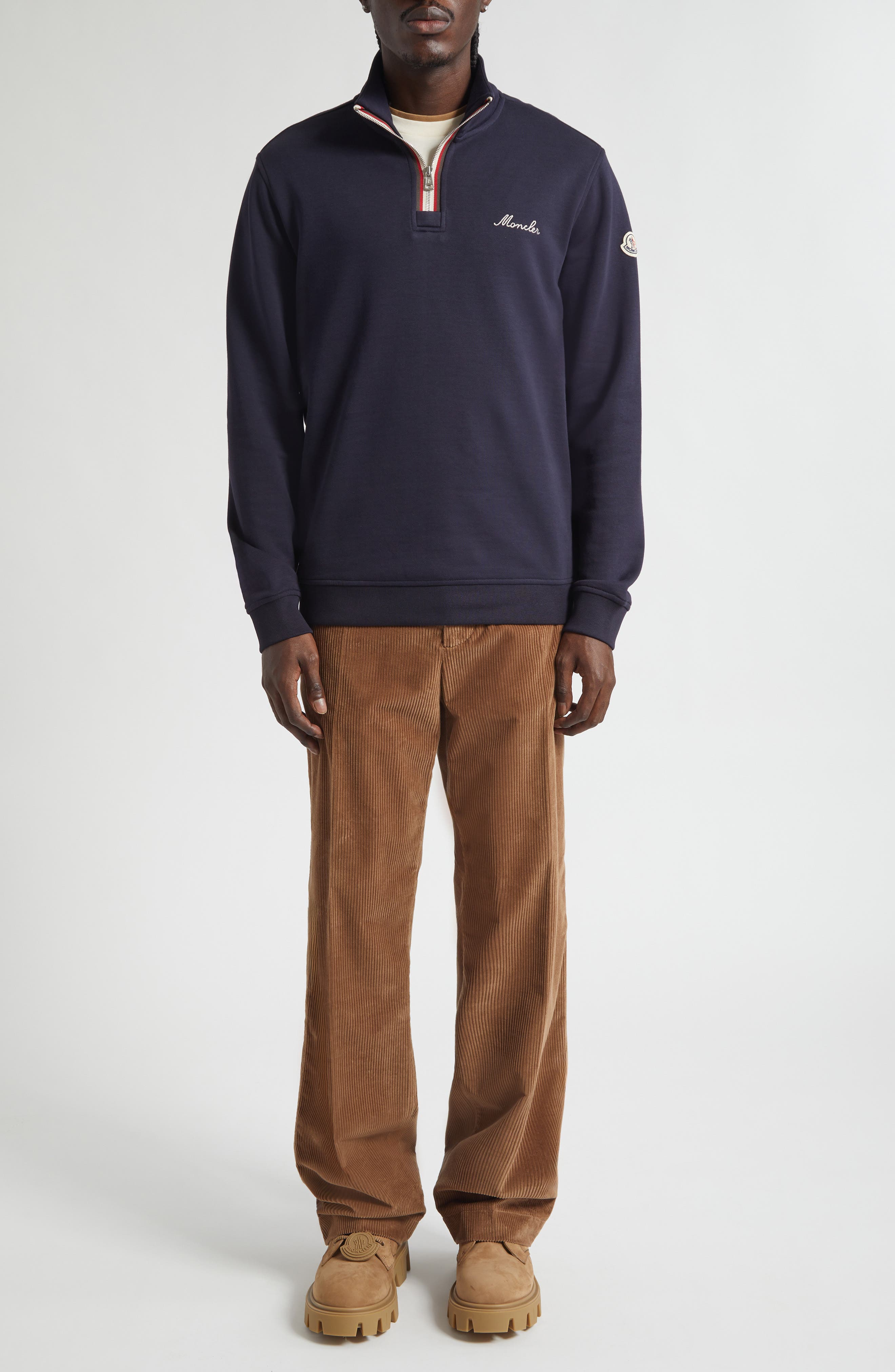 Embroidered Logo Patch Fleece Quarter Zip Sweatshirt - image 4