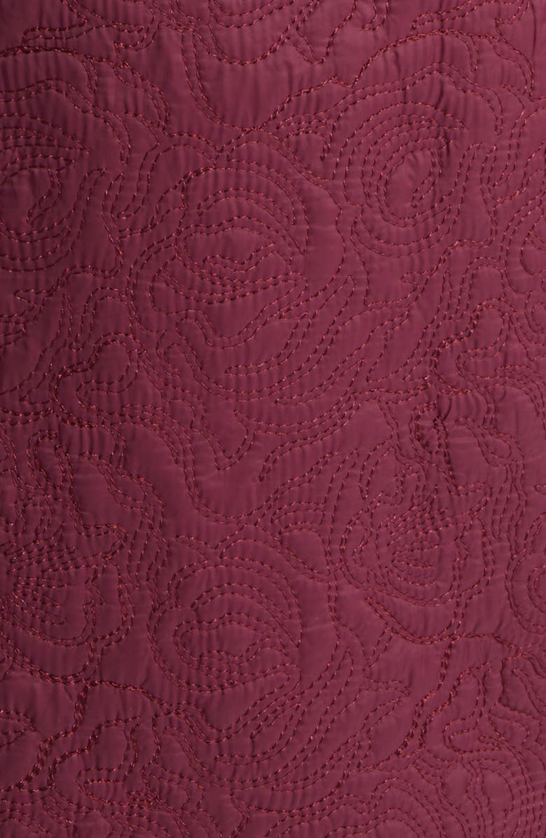 Anne Klein Floral Quilted Snap Front Trench Coat, Alternate, color,