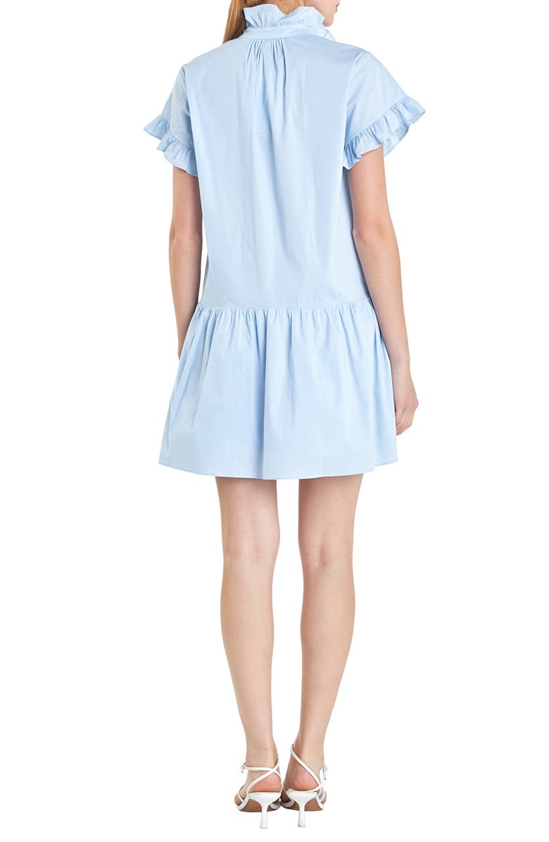 English Factory Ruffle Drop Waist Poplin Minidress, Alternate, color, Powder Blue
