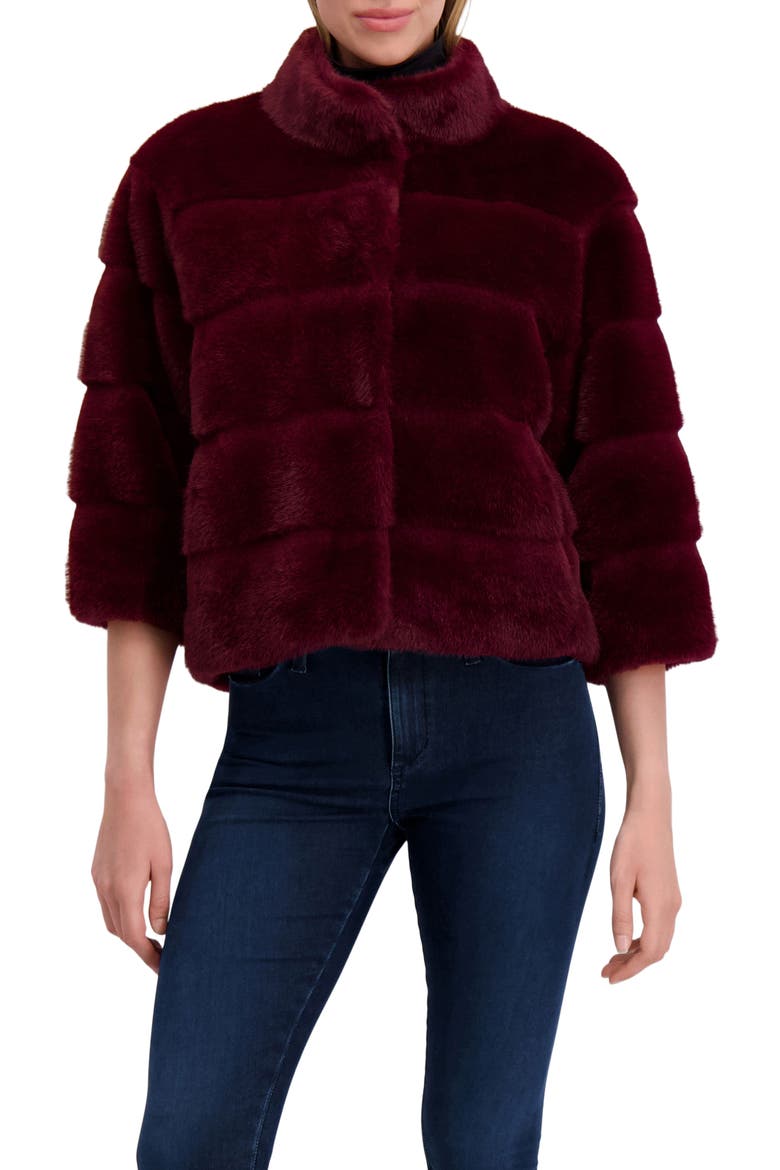 Fur-Free Mink (Faux Fur) Jacket, Alternate, color, WINE