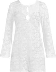 Sunshine 79 Celestial Petals Long Sleeve Open Stitch Cover-Up Dress