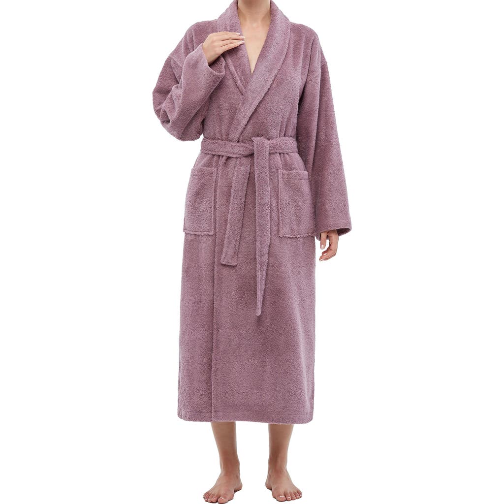 Arus Shawl Collar Turkish Terry Cotton Bathrobe For Women In Purple