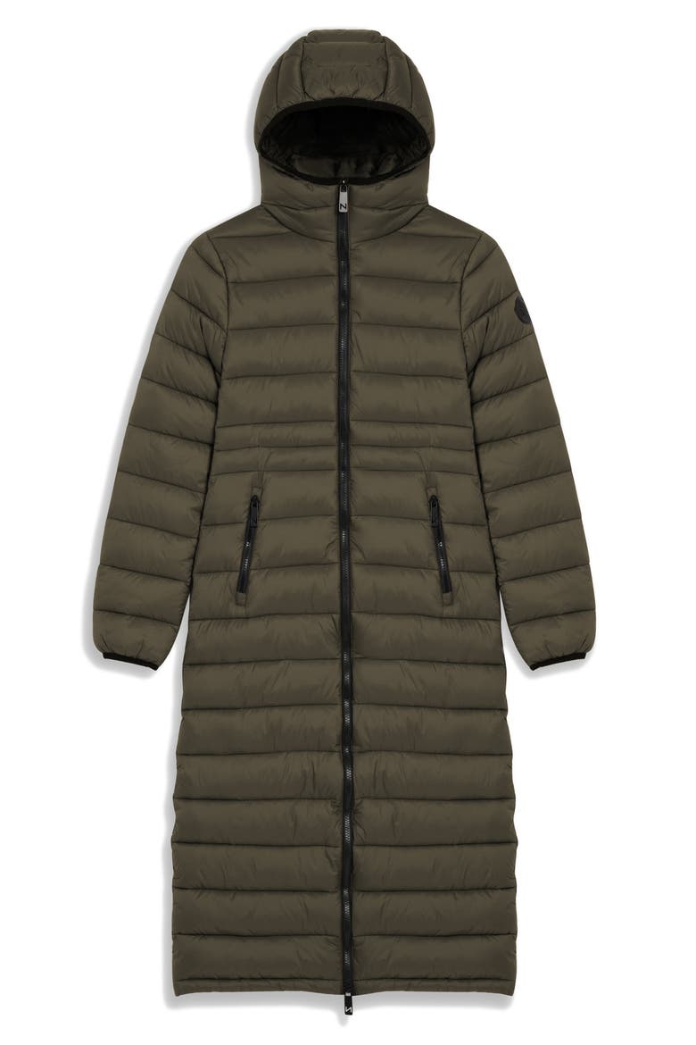 Ivy Lightweight Long Puffer Coat, Alternate, color, KHAKI