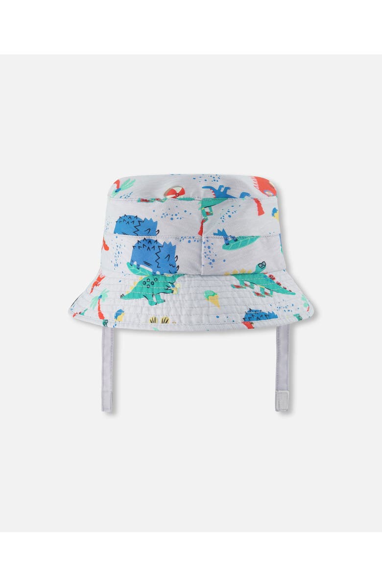 Deux par Deux Recycled Polyester Dinosaur Print Beach Hat, Alternate, color, Grey Printed Baby Dinosaurs