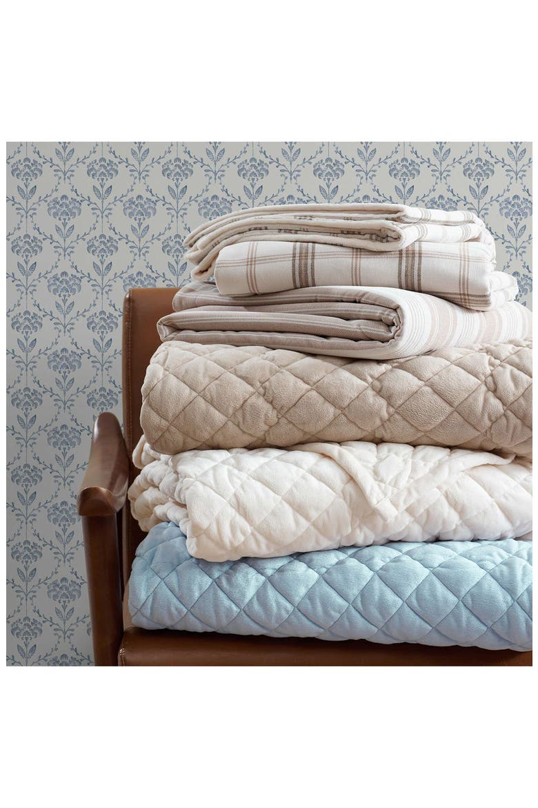 Simone Microfiber Bed Blanket, Alternate, color, HYDRANGEA BLUE