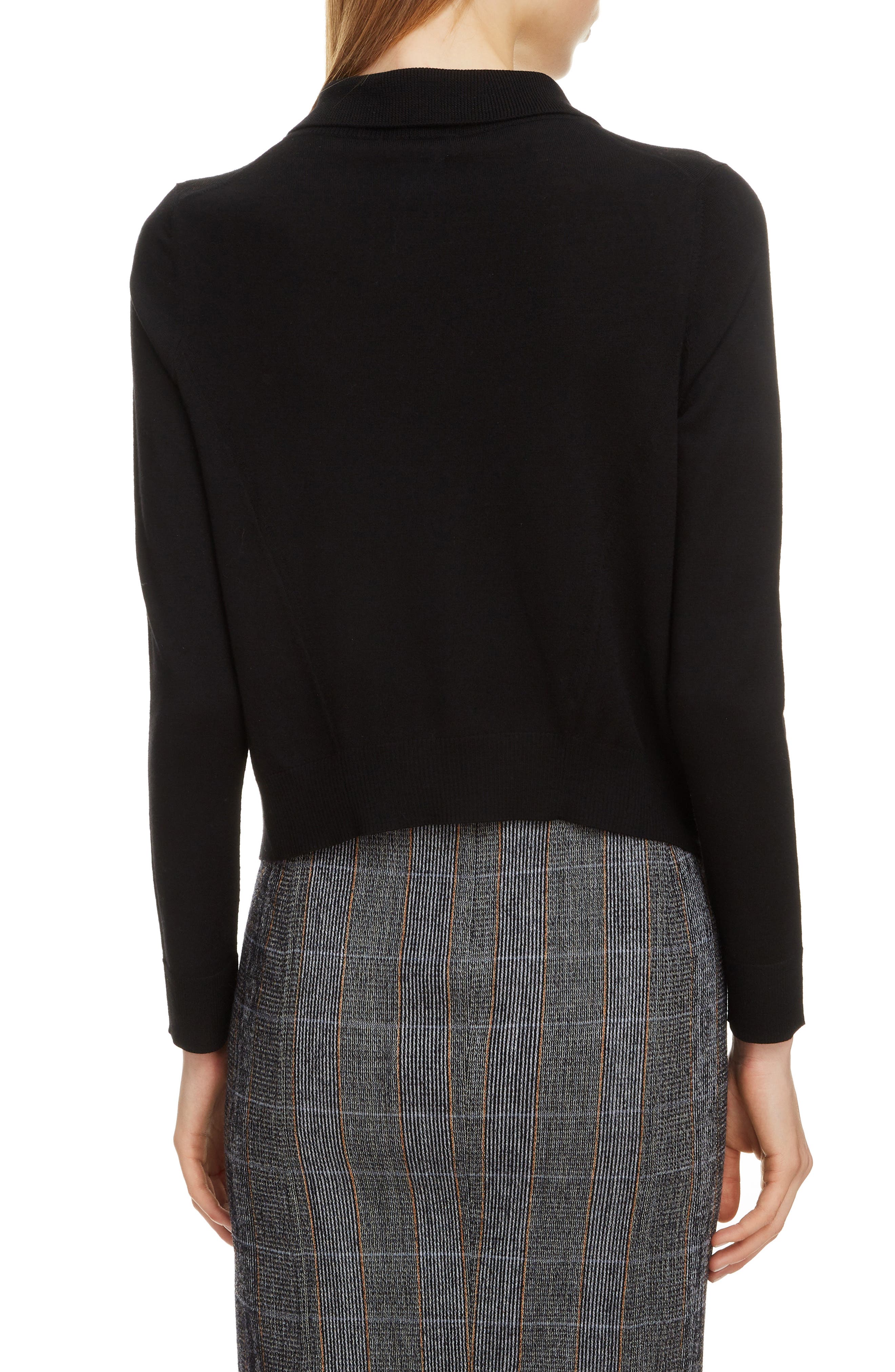 Scalloped Placket Wool Blend Cardigan - image 2
