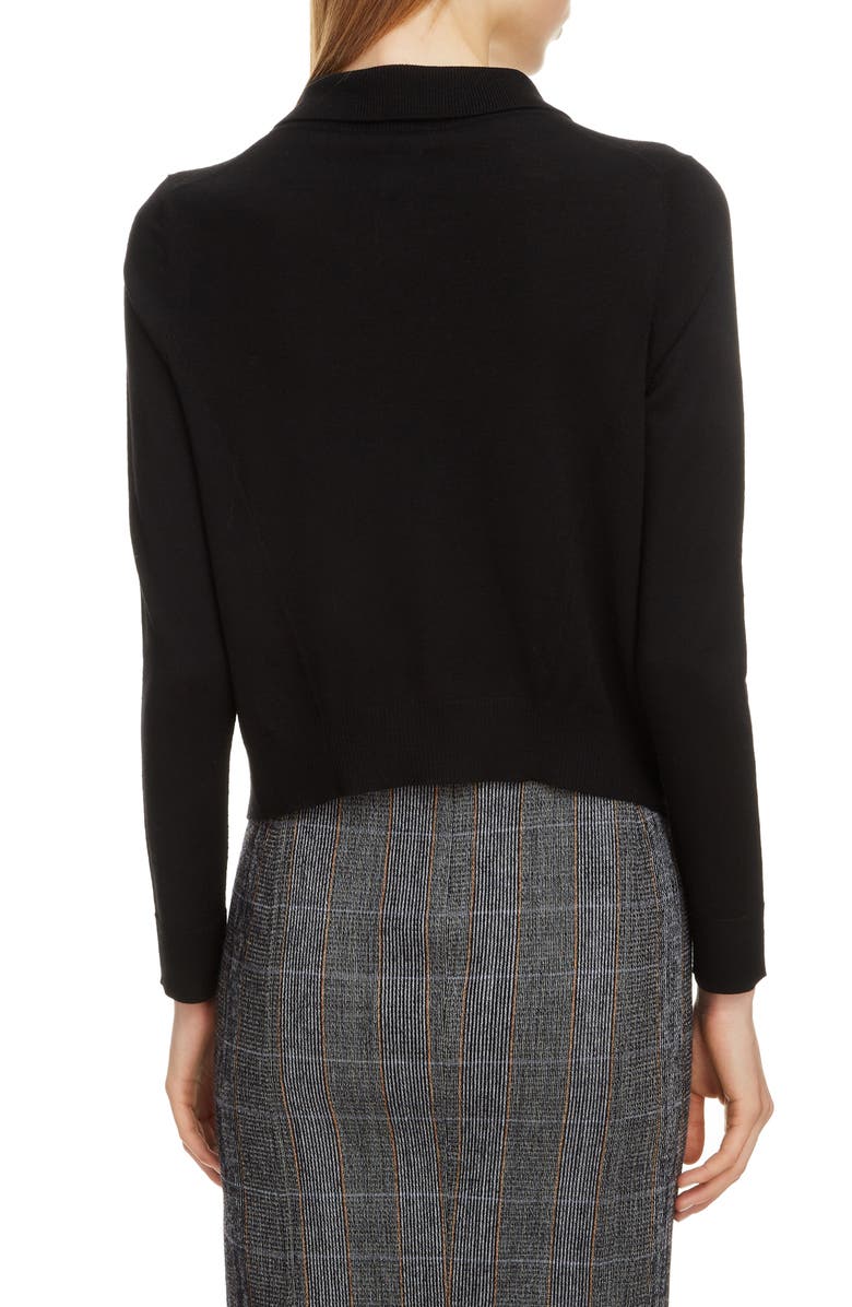 Chloé Scalloped Placket Wool Blend Cardigan, Alternate, color, 