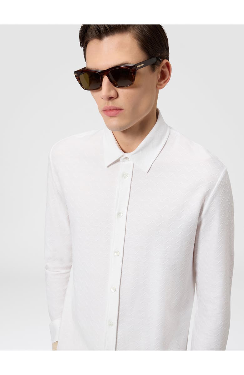 Missoni Cotton Jacquard Shirt With Tone-on-tone Zigzag Pattern, Alternate, color, White