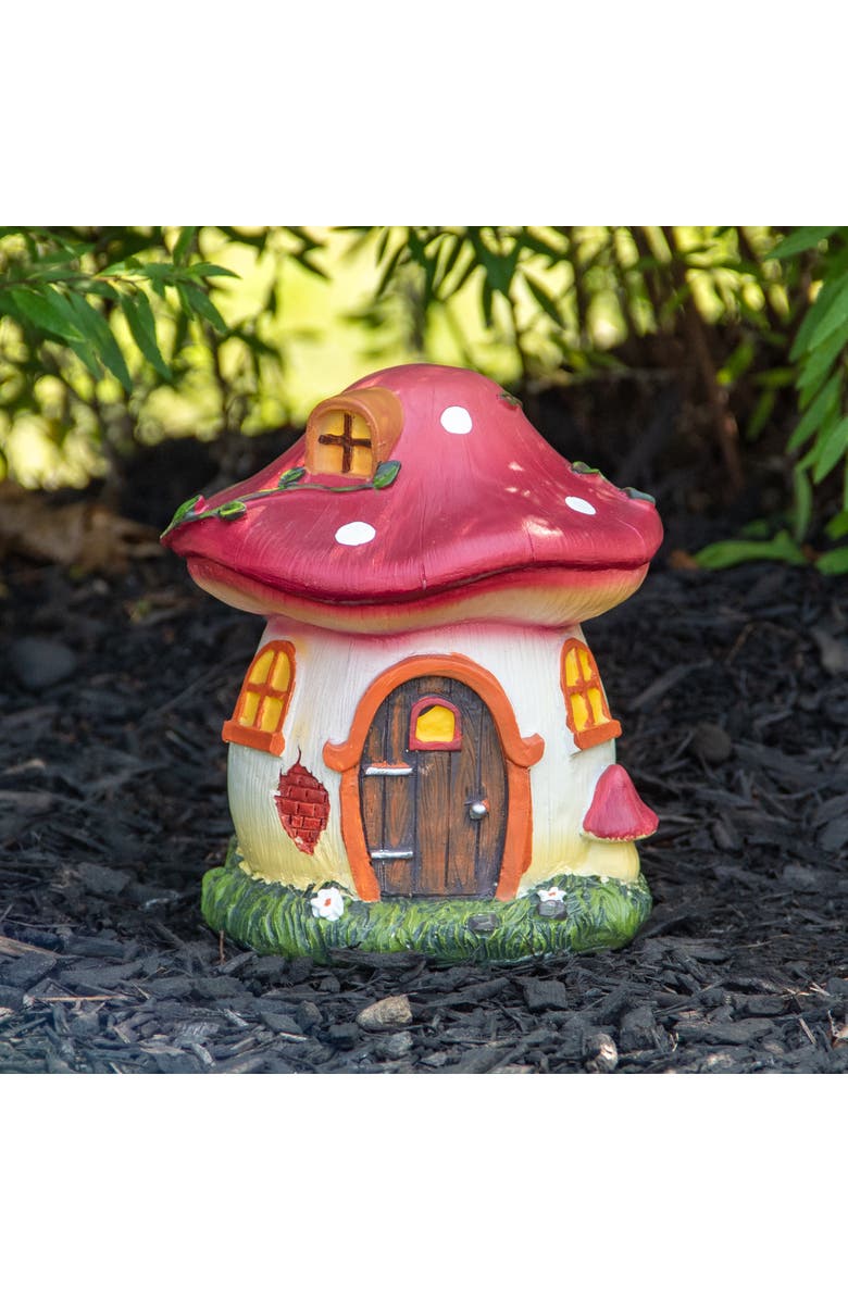 Northlight 6.25" Red Mushroom House Outdoor Garden Statue, Alternate, color, Red
