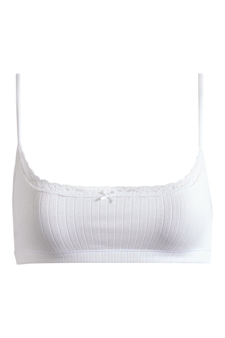 Scoop Pointelle Bralette, Main, color, SNOW
