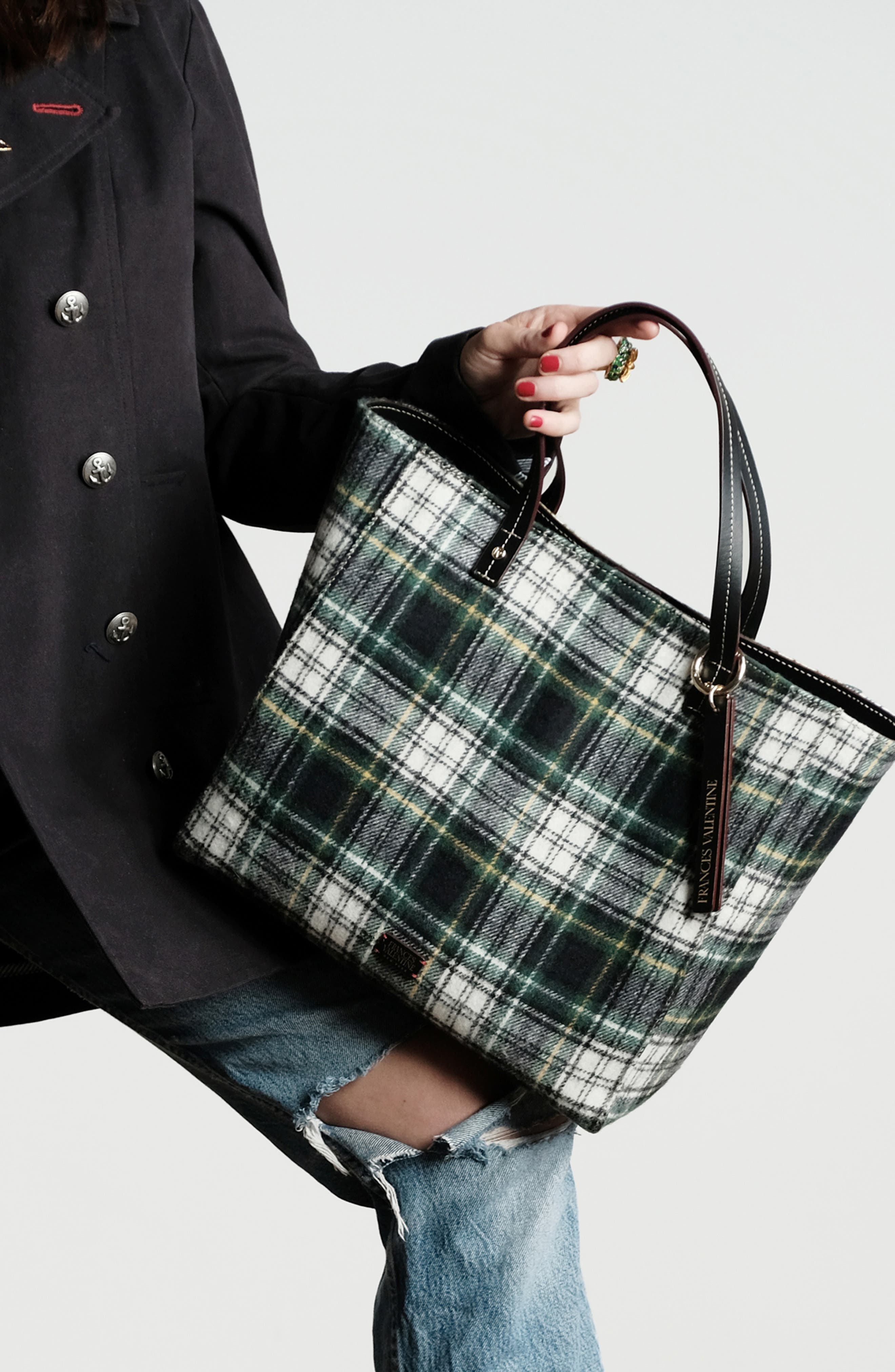 Frances Valentine Large Margaret Plaid Wool Tote, Alternate, color, 