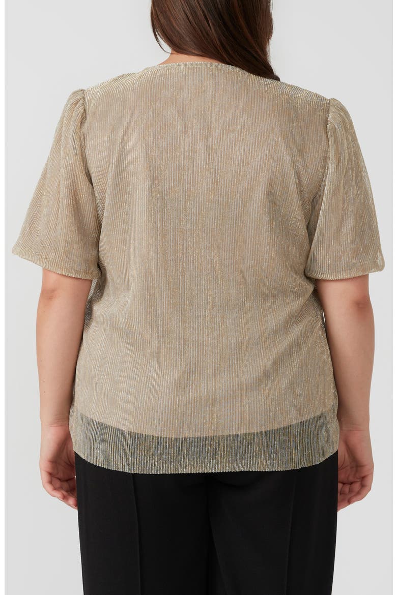 Maxime Metallic Plissé Layered Top, Alternate, color, GOLD