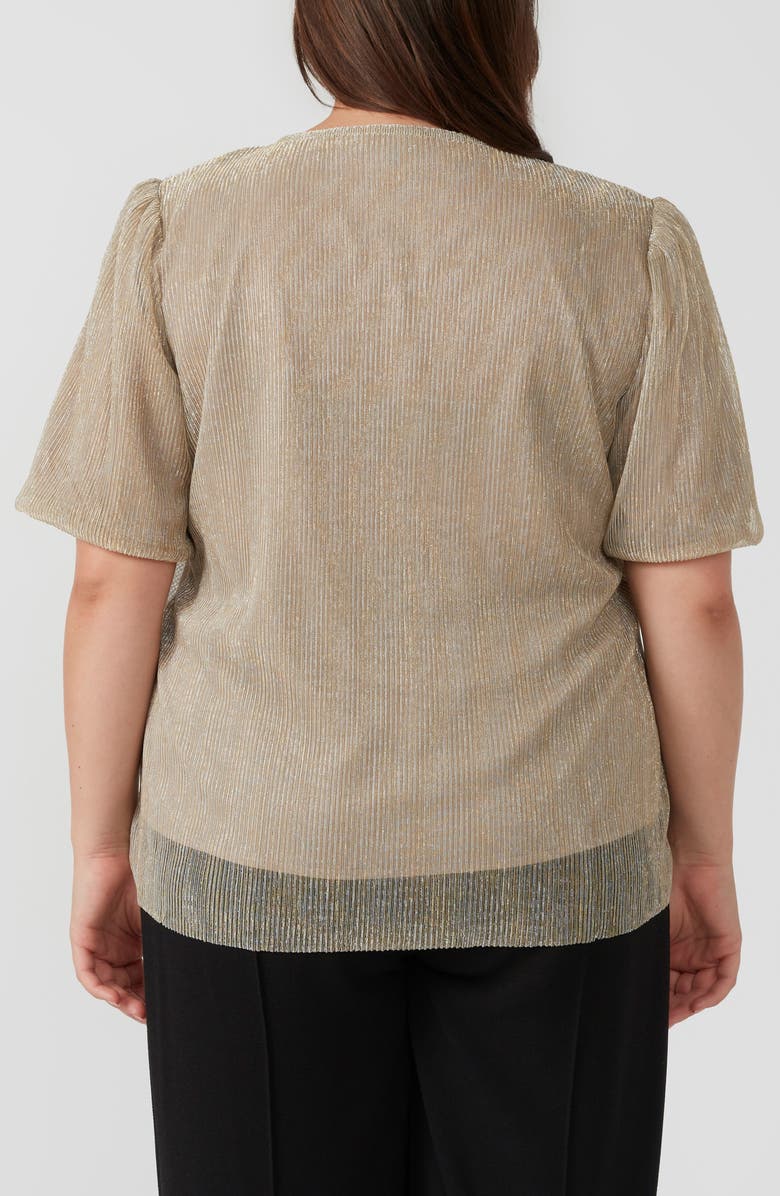 Estelle Maxime Metallic Plissé Layered Top, Alternate, color,