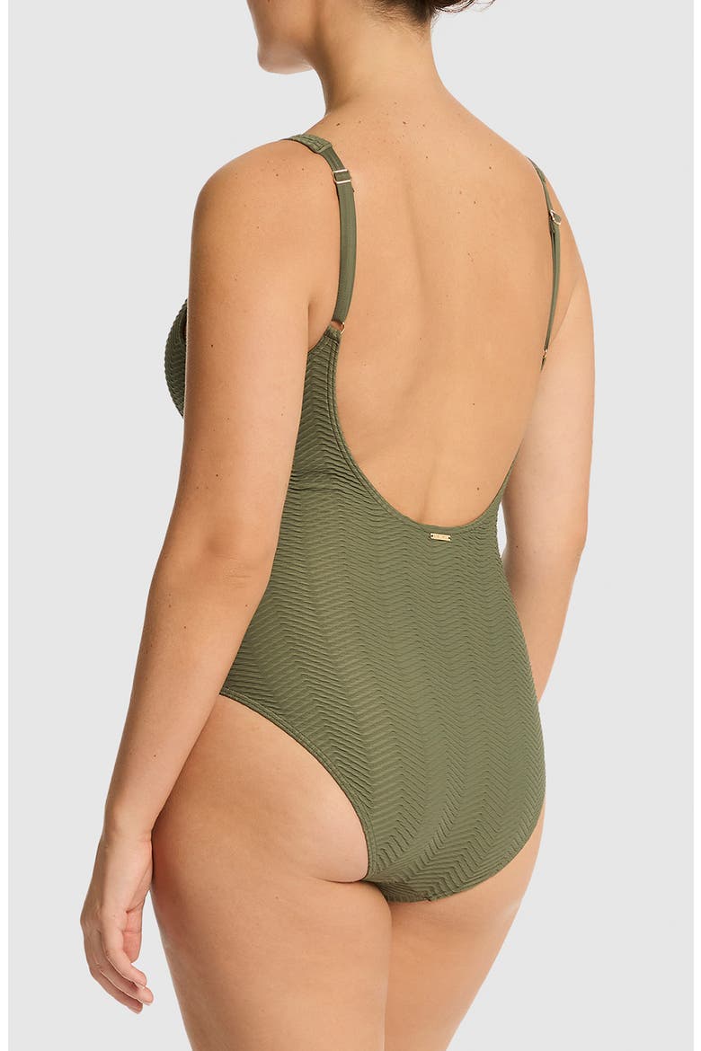 Caracus Textured One-Piece Swimsuit, Alternate, color, KHAKI