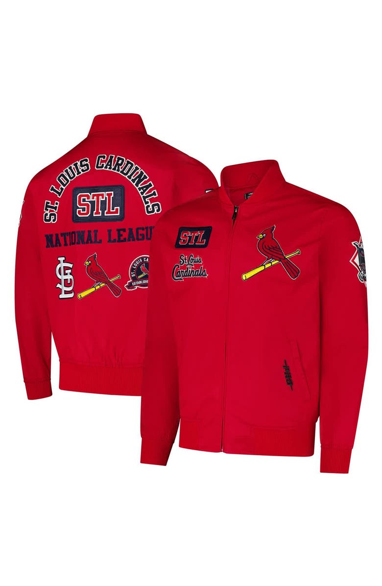 PRO STANDARD Men's Pro Standard Red St. Louis Cardinals Area Code Twill Full-Zip Jacket, Main, color, Red