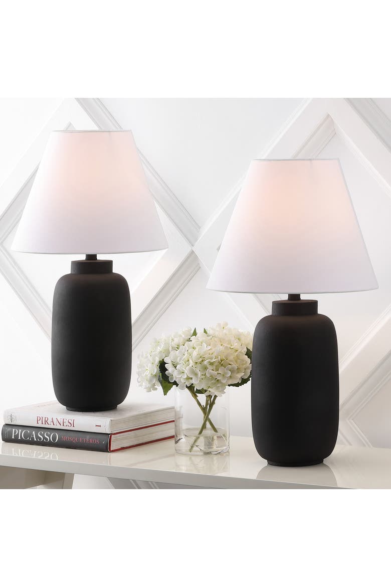 Elinore 24.5" Minimalist Scandinavian Resin/Iron Ginger Jar LED Table Lamp, Alternate, color, Matte Black