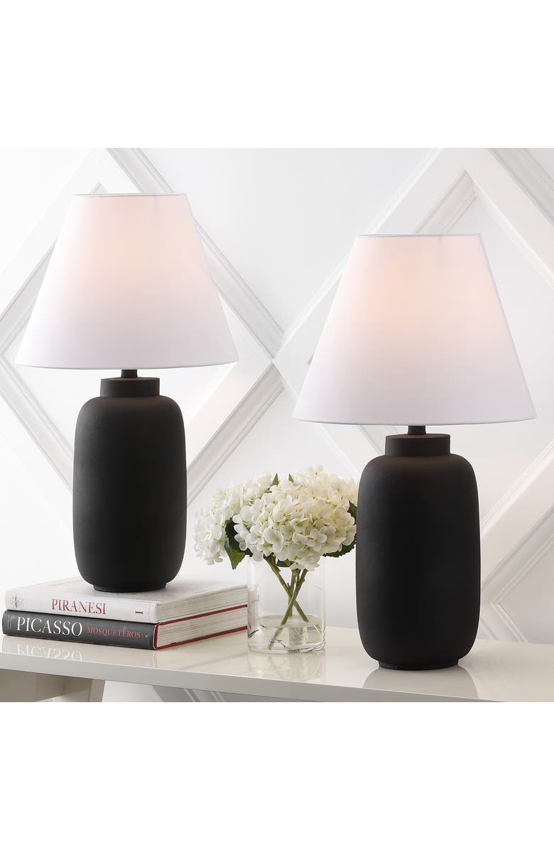 JONATHAN Y Elinore 24.5" Minimalist Scandinavian Resin/Iron Ginger Jar LED Table Lamp, Alternate, color, Matte Black