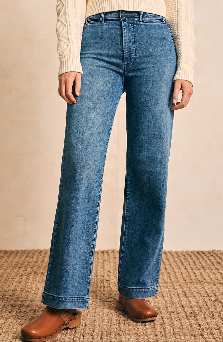 Faherty Stretch Terry Wide Leg Jeans, Alternate, color, 