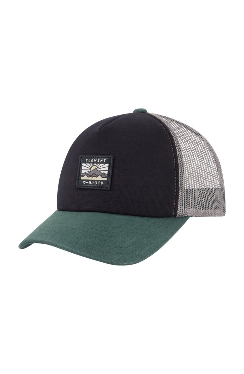 Element Logo Trucker Hat with Mesh Back and Snapback Closure, Main, color, Black