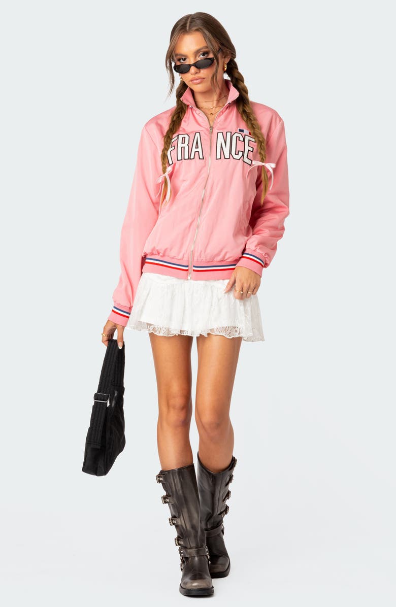 EDIKTED Oversize France Embroidered Track Jacket, Alternate, color, 
