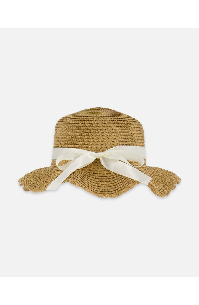 Deux par Deux Straw Hat Adorned With A White Ribbon, Main, color, 