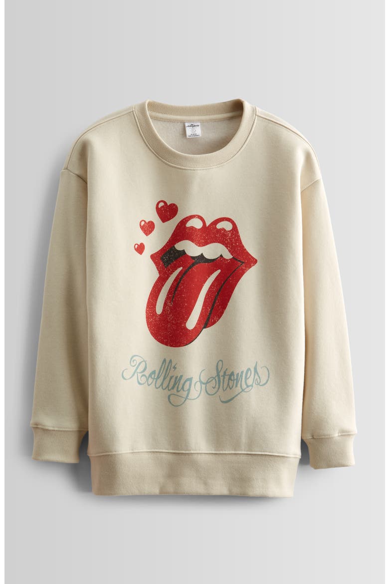 Kids' Oversize Graphic Sweatshirt, Main, color, IVORY DOVE ROLLING STONES