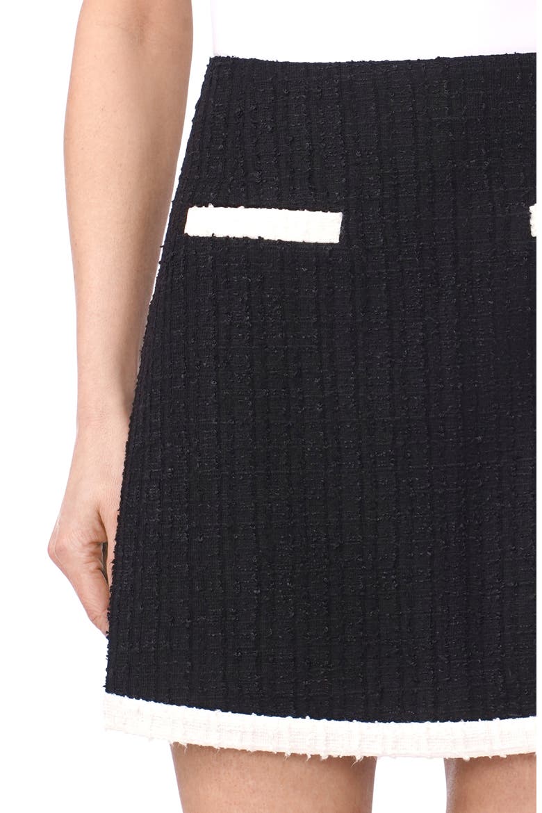Patch Pocket Tweed Miniskirt, Alternate, color, RICH BLACK