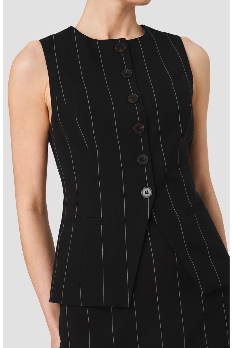 Pinstripe Button-Up Tank, Alternate, color, BLACK/WHITE
