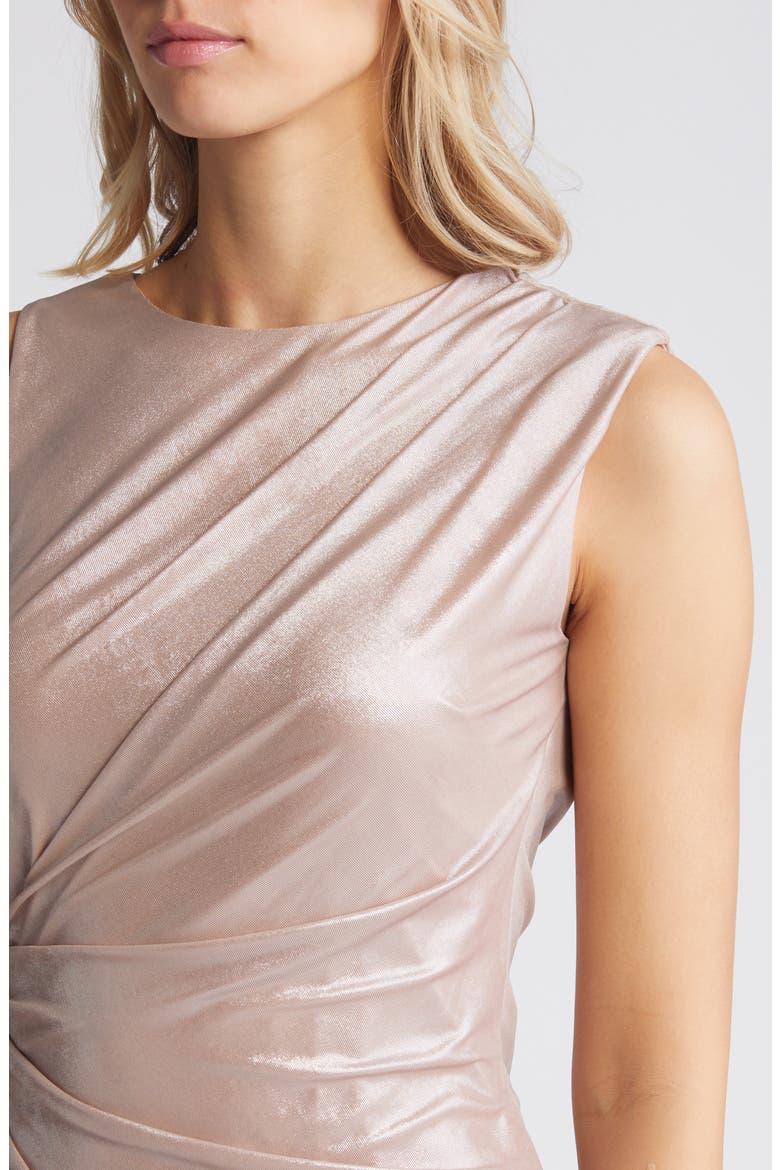 Shimmer Pleated Dress, Alternate, color, NATURAL METALLIC