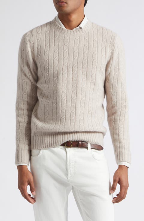 Cable Knit Cashmere & Silk Blend Sweater