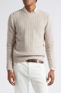 Eleventy Cable Knit Cashmere & Silk Blend Sweater