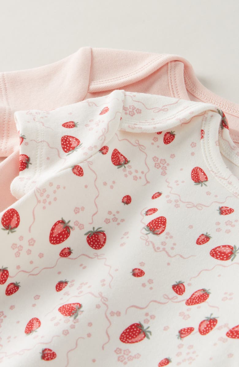 Nordstrom Assorted 2-Pack Bodysuits, Alternate, color, Ivory Strawberry-Pink Pack