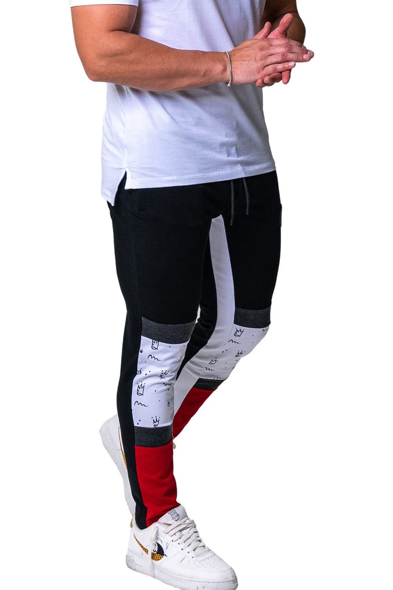 Crown Colorblock Joggers, Alternate, color, BLACK