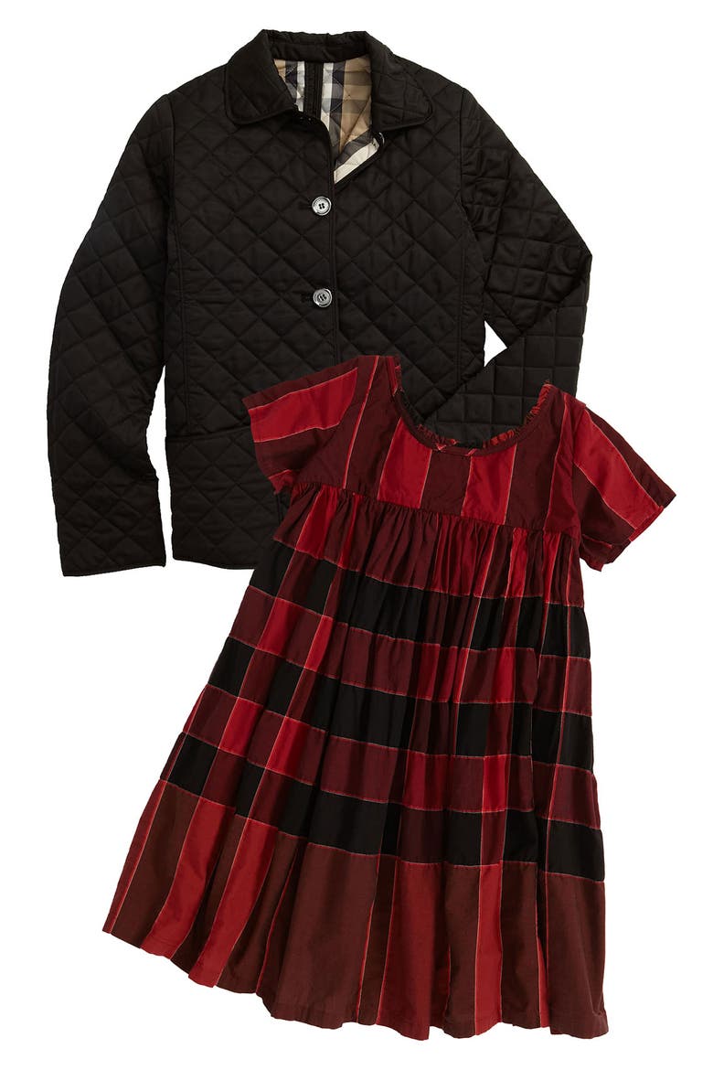 Quilted Check Trim Coat, Alternate, color, BLACK