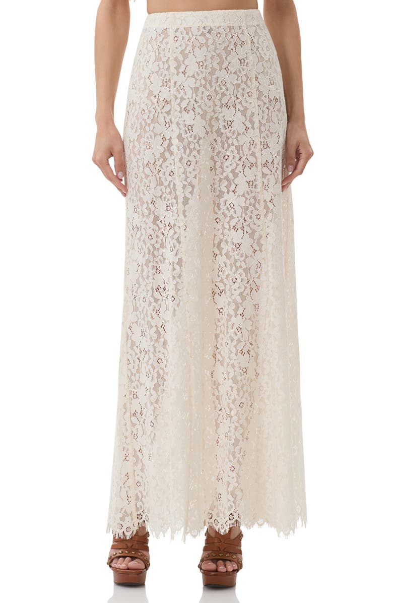 AFRM Oxford Semisheer Lace Maxi Skirt, Main, color, Gardenia