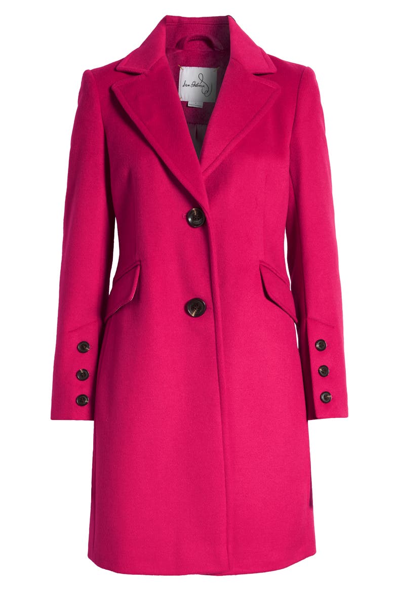 Reefer Single Breasted Wool Blend Twill Jacket, Alternate, color, MAGENTA