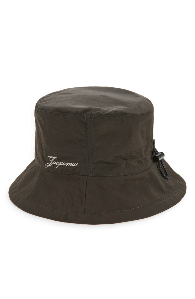 Jacquemus Le Bob Baluchon Nylon Bucket Hat, Main, color, Dark Brown