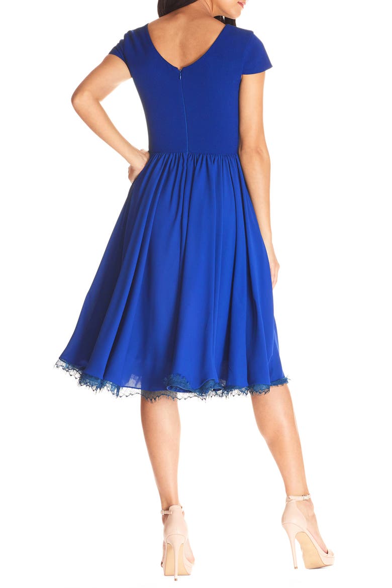 Corey Chiffon Fit & Flare Cocktail Dress, Alternate, color, ELECTRIC BLUE