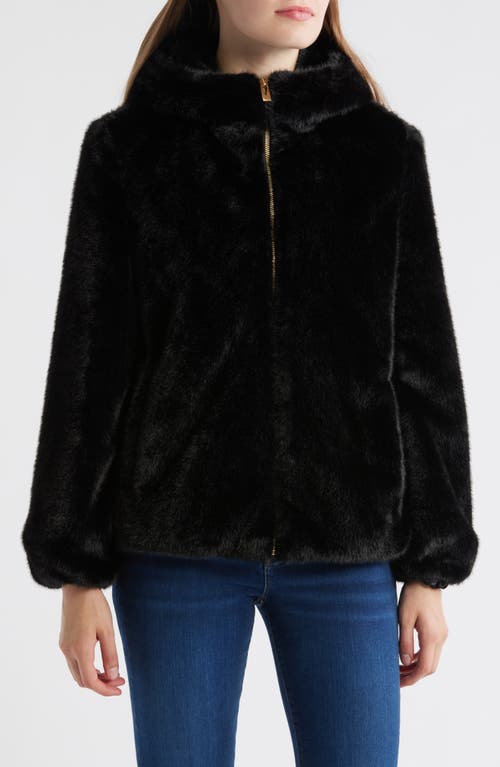 Via Spiga Faux Fur Hooded Jacket In Black