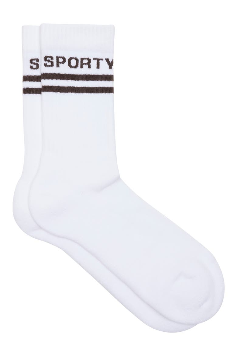 Logo Cotton Blend Crew Socks, Main, color, WHITE