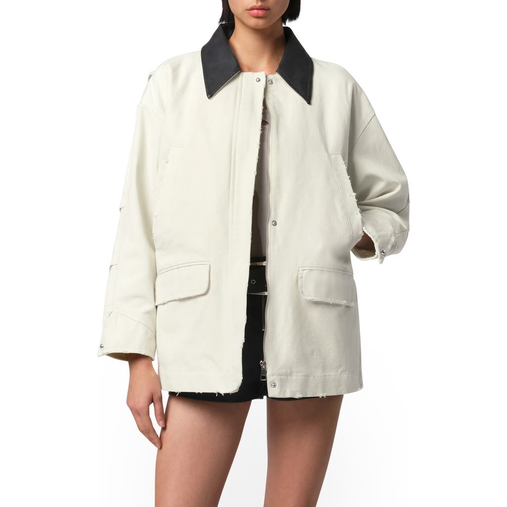 Apparis Clive Raw Denim Workwear Jacket In Antique White