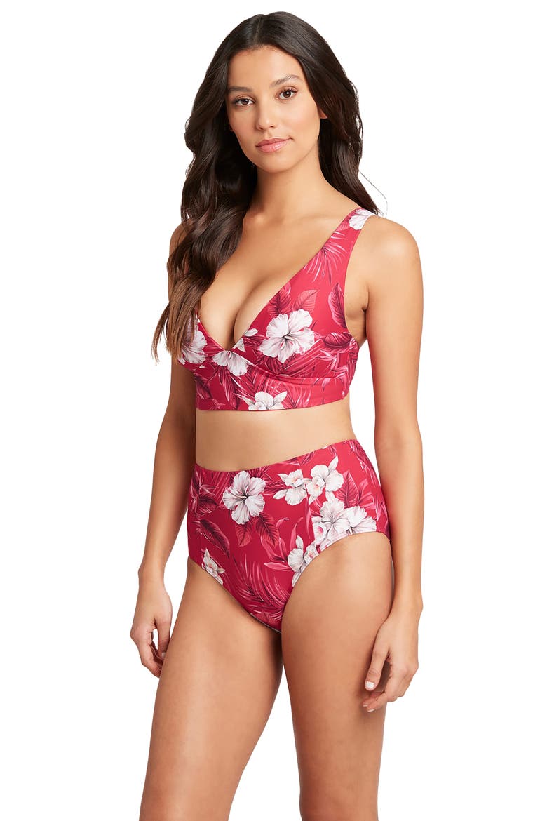 Tropicale High Waist Bikini Bottoms, Alternate, color, RED